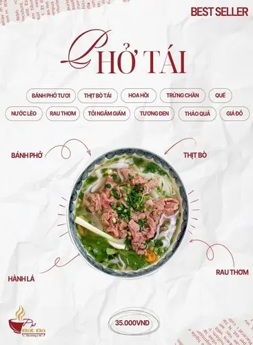 Phở tái nóng hổi cùng thịt bò mềm - best seller tại phở 172 Phạm Tứ Đà Nẵng