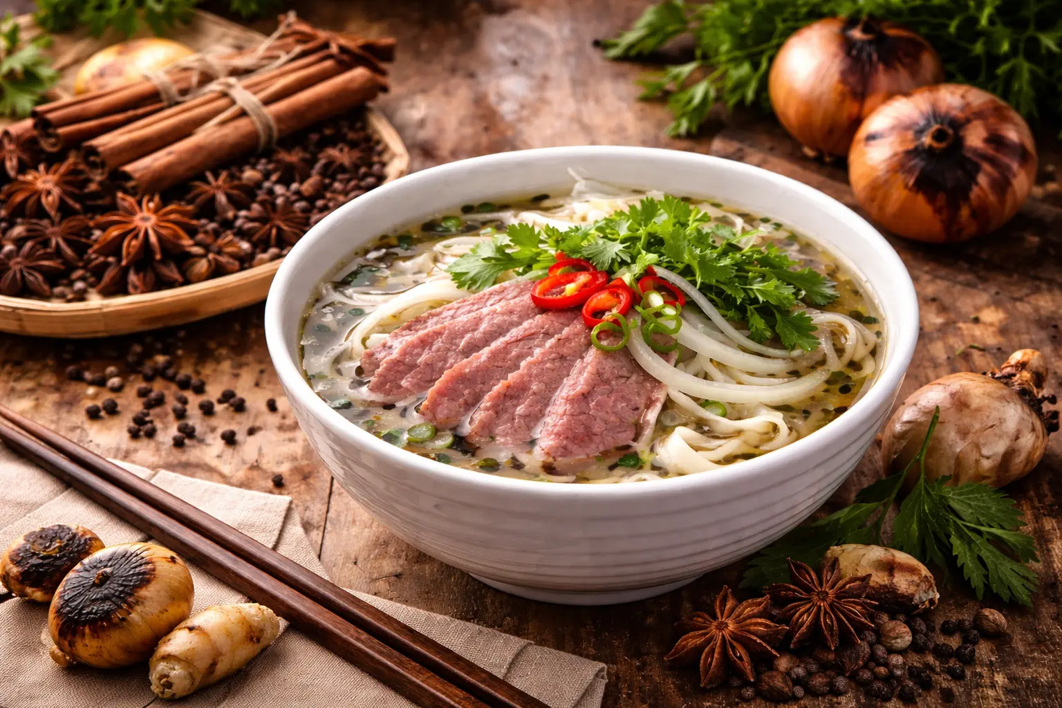 Khám phá nguyên liệu phở Hà Nội chuẩn vị, từ cách chọn thịt, xương đến gia vị đặc trưng tạo nên hương vị đậm đà của phở bò Bắc truyền thống.