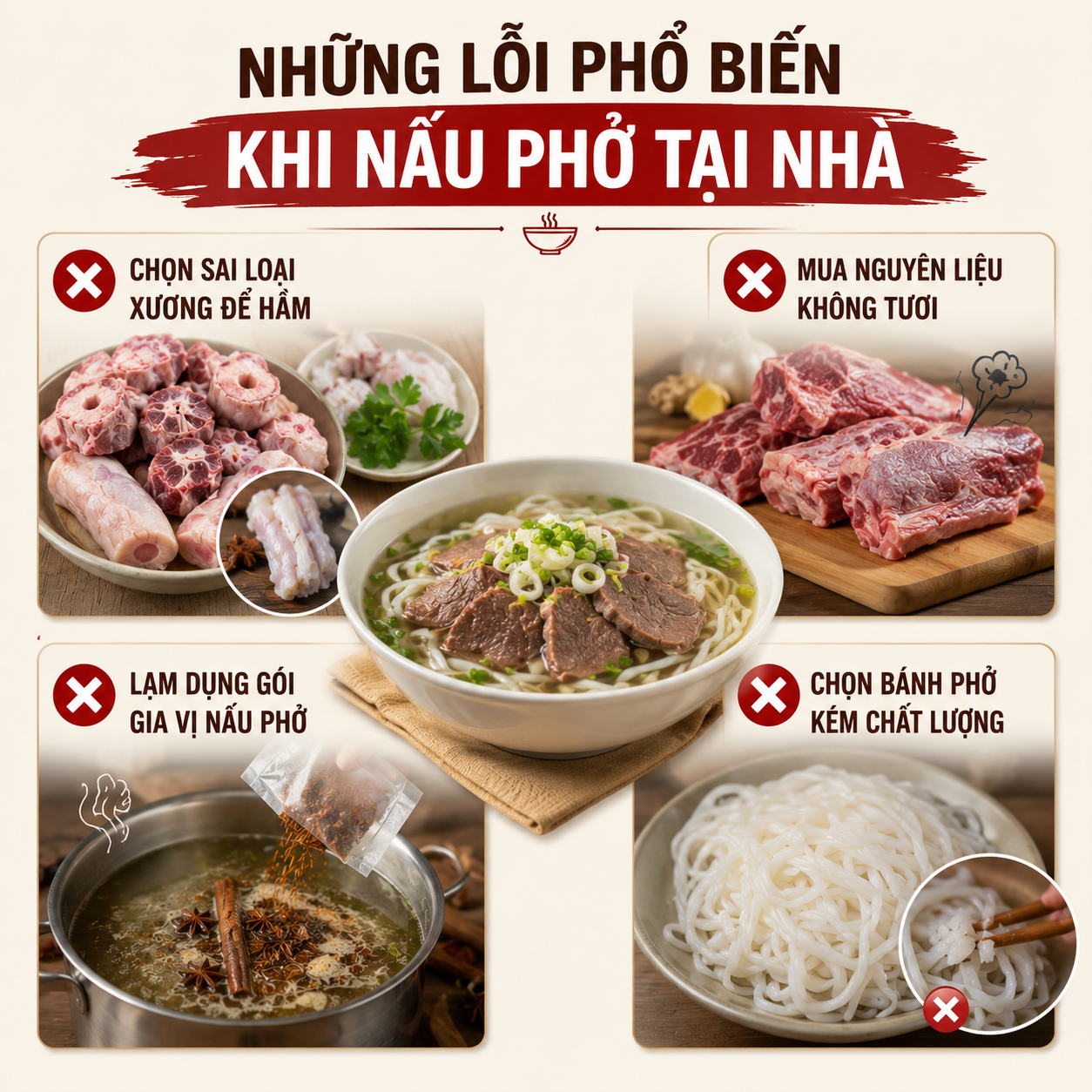 Các lỗi thường gặp trong khi nấu phở ngon tại nhà cần phải lưu ý